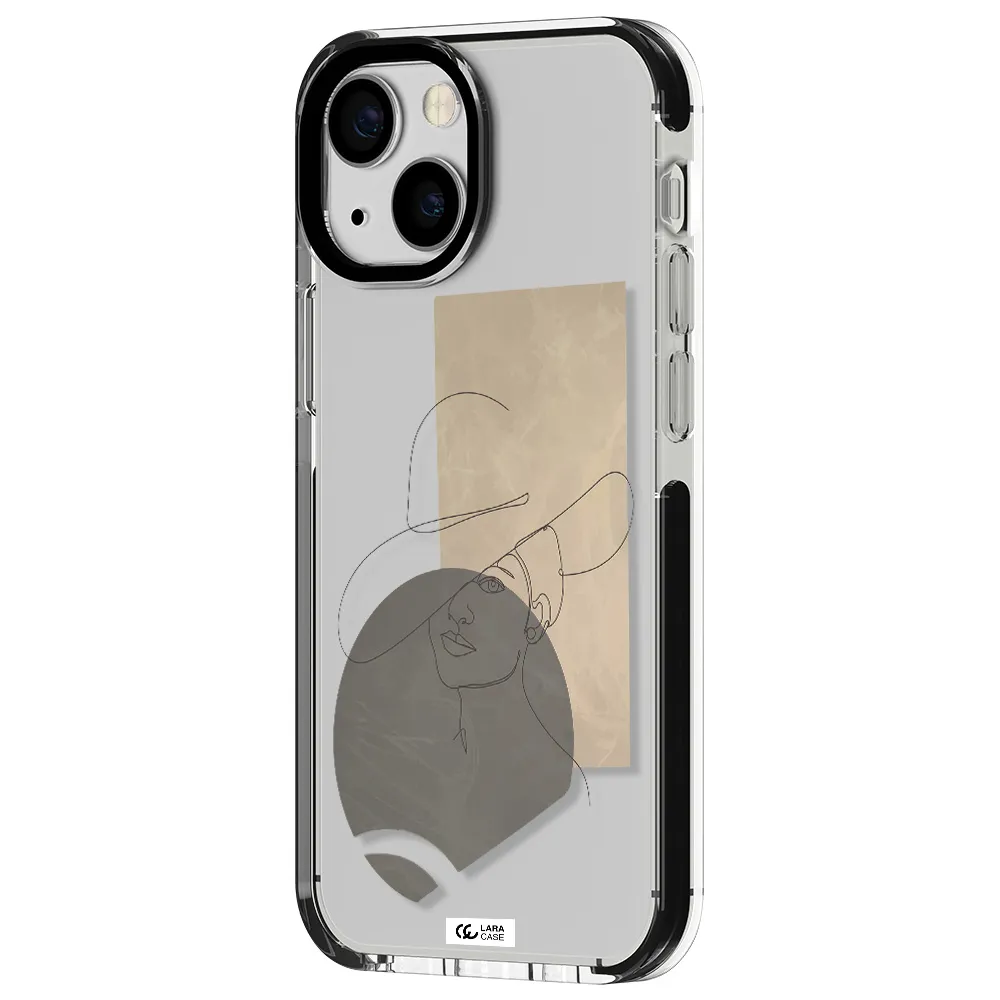 The Lady In The Hat Line Art Apple iPhone 13 mini impact black border Case
