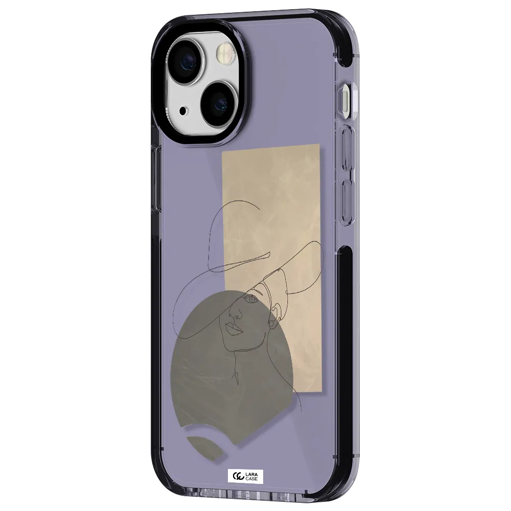 The Lady In The Hat Line Art Apple iPhone 13 mini impact Lilac Case