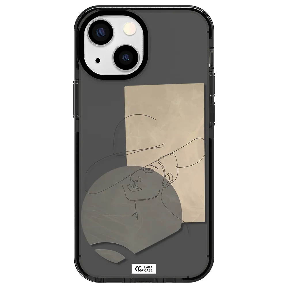 The Lady In The Hat Line Art Apple iPhone 13 mini impact Smoke Black Case