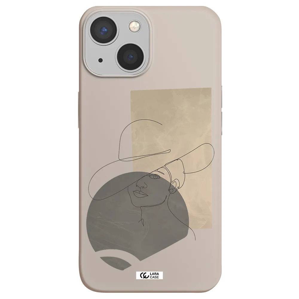 The Lady In The Hat Line Art Apple iPhone 13 mini Silicone Stone Case