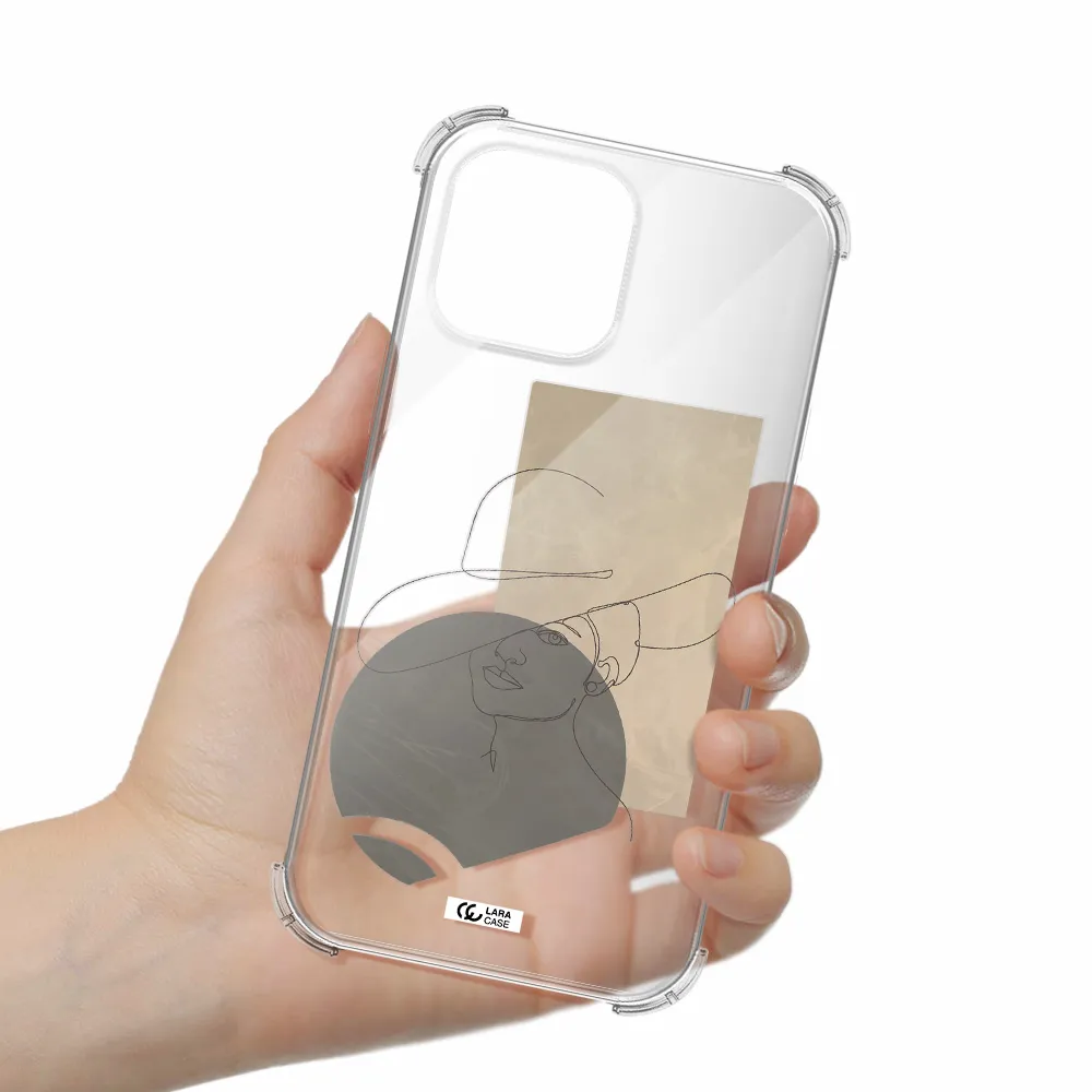 The Lady In The Hat Line Art Apple iPhone 13 Pro Clear PC Case