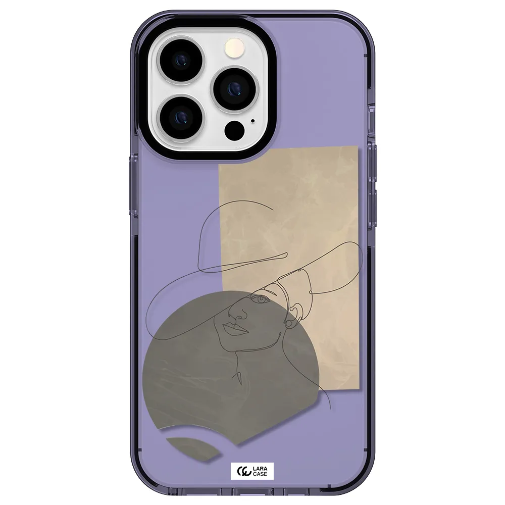 The Lady In The Hat Line Art Apple iPhone 13 Pro impact Lilac Case
