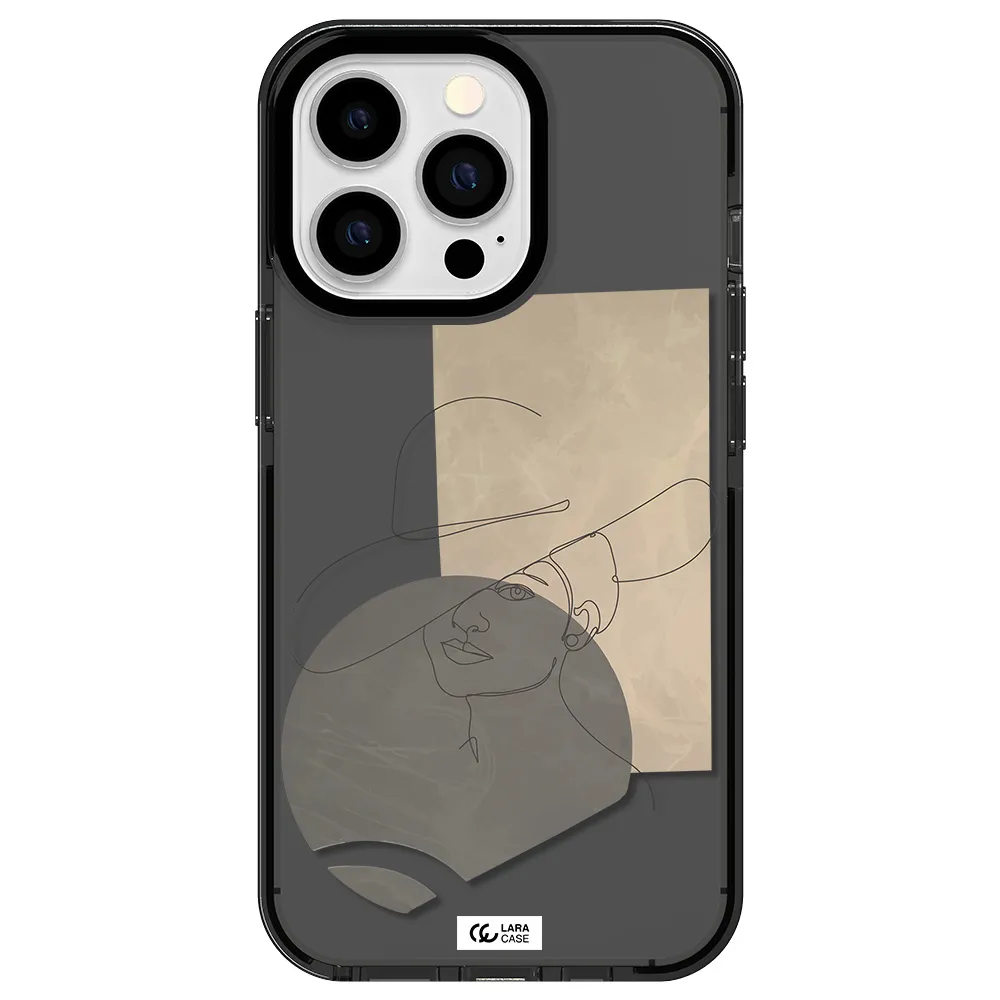 The Lady In The Hat Line Art Apple iPhone 13 Pro impact Smoke Black Case