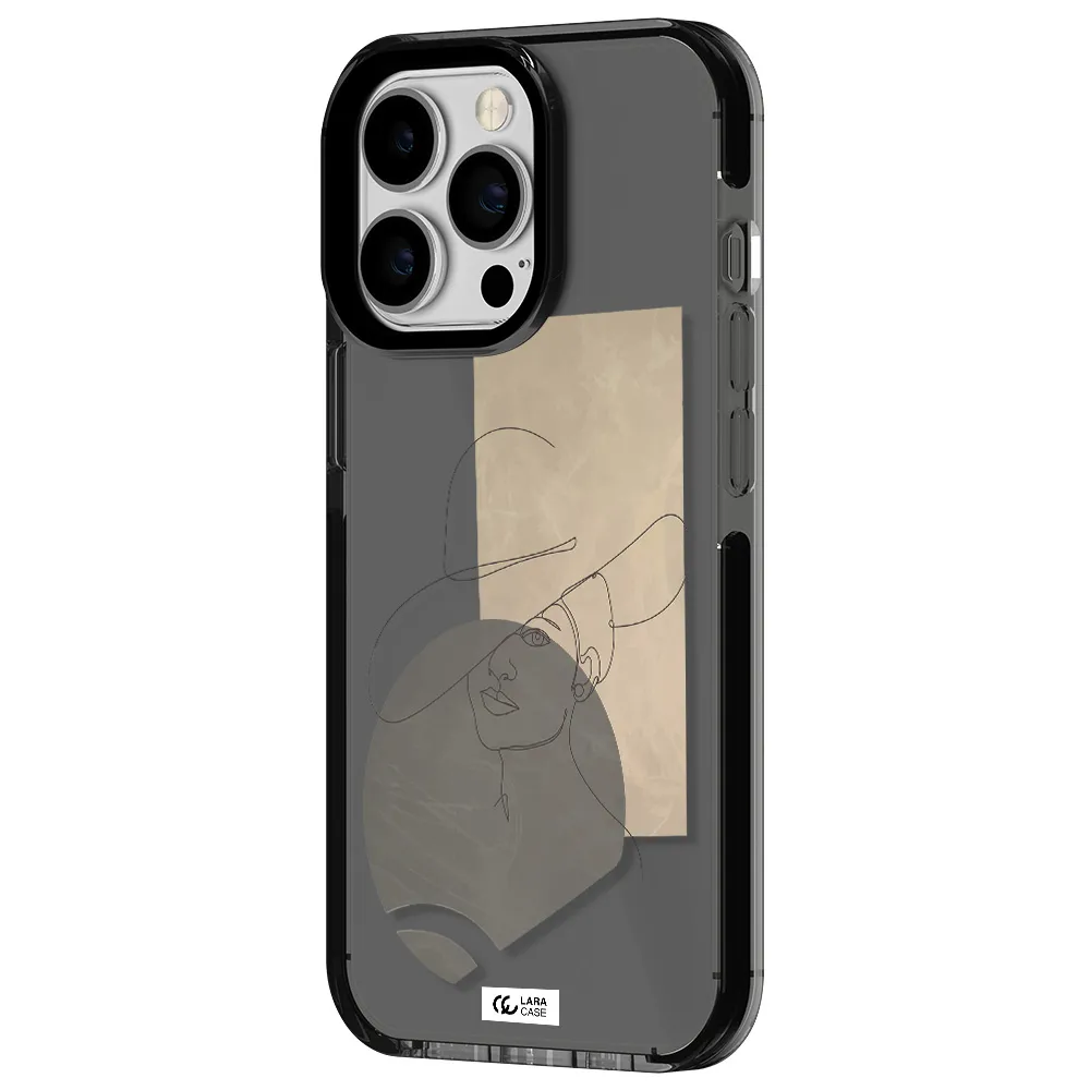 The Lady In The Hat Line Art Apple iPhone 13 Pro impact Smoke Black Case