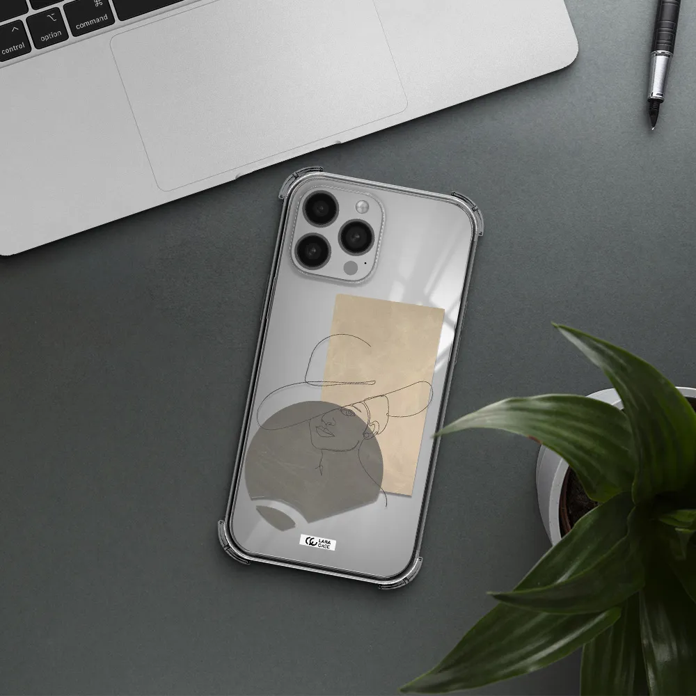 The Lady In The Hat Line Art Apple iPhone 13 Pro Max Clear PC Case