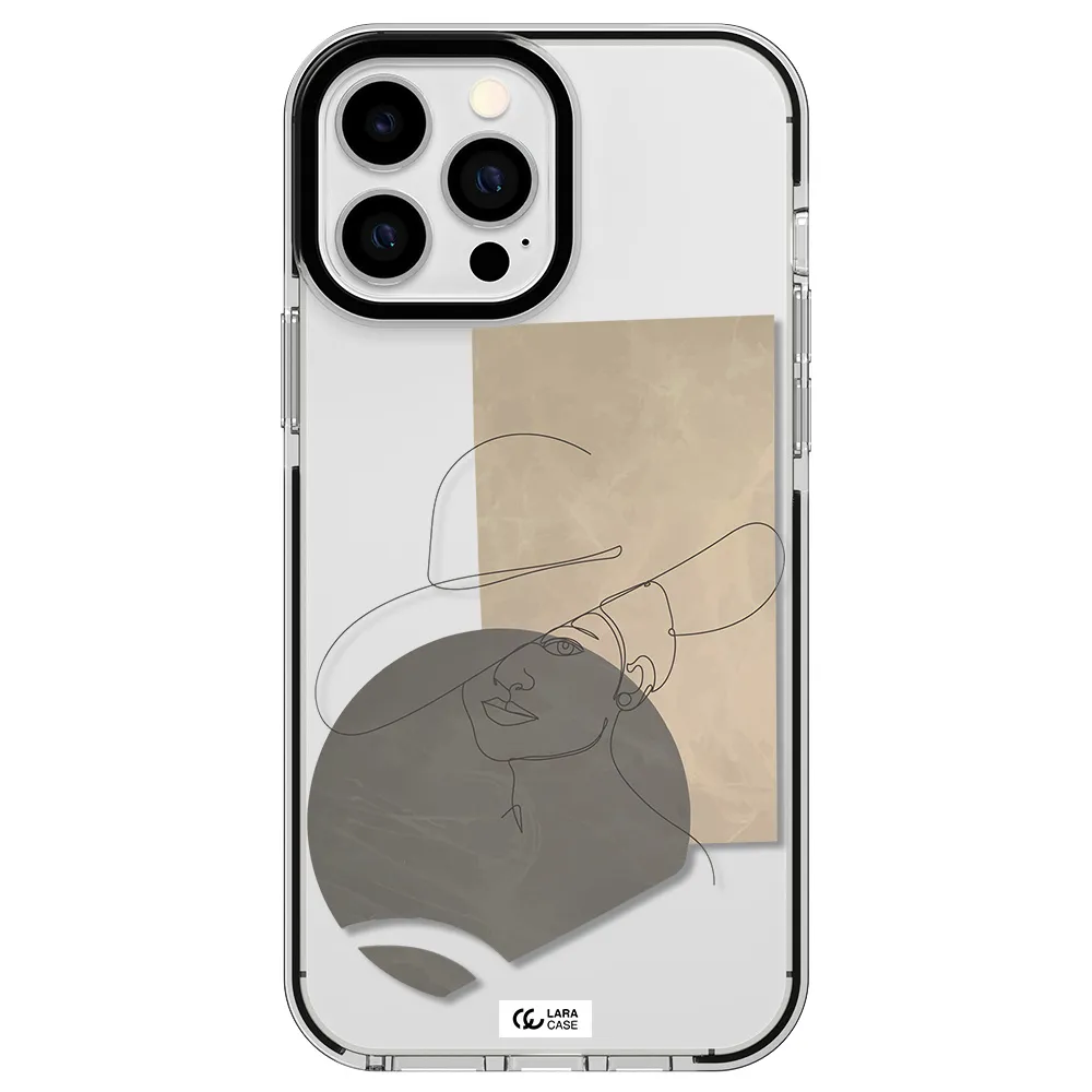The Lady In The Hat Line Art Apple iPhone 13 Pro Max impact black border Case