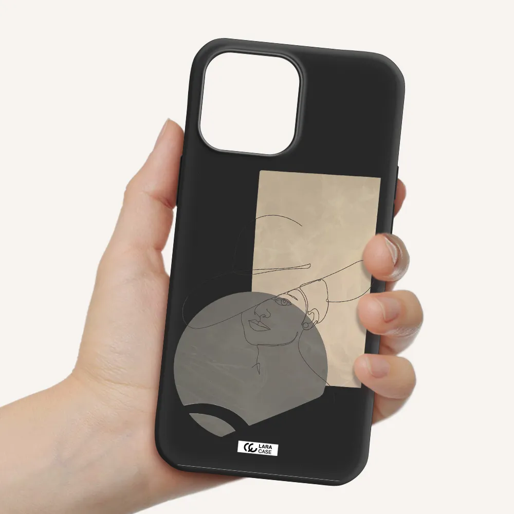The Lady In The Hat Line Art Apple iPhone 13 Pro Max Silicone black Case