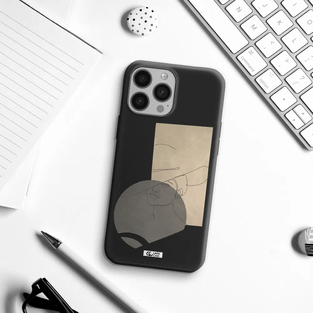 The Lady In The Hat Line Art Apple iPhone 13 Pro Max Silicone black Case