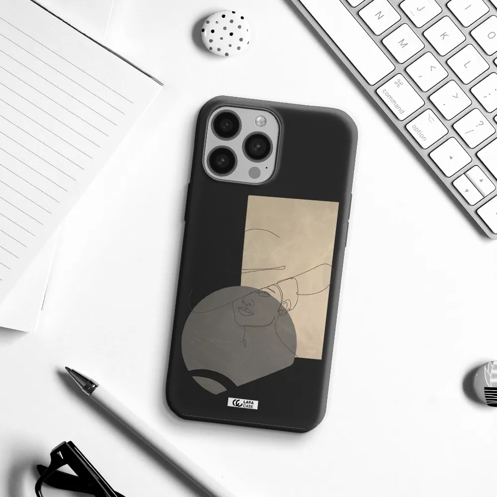 The Lady In The Hat Line Art Apple iPhone 13 Pro Silicone black Case