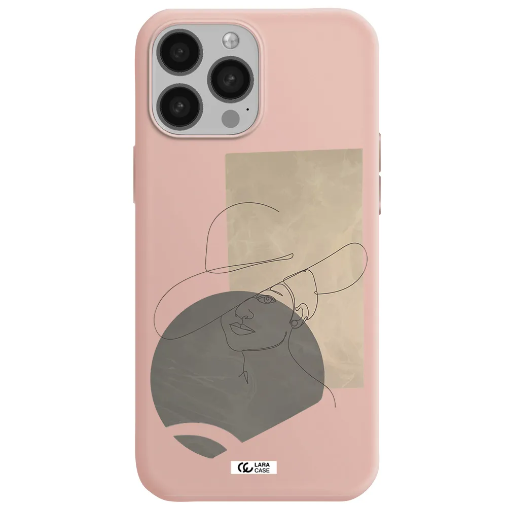 The Lady In The Hat Line Art Apple iPhone 13 Pro Silicone pastel pink Case