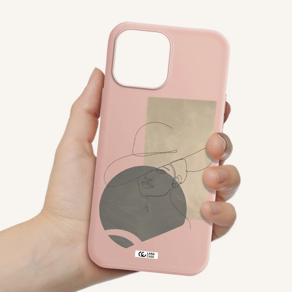 The Lady In The Hat Line Art Apple iPhone 13 Pro Silicone pastel pink Case