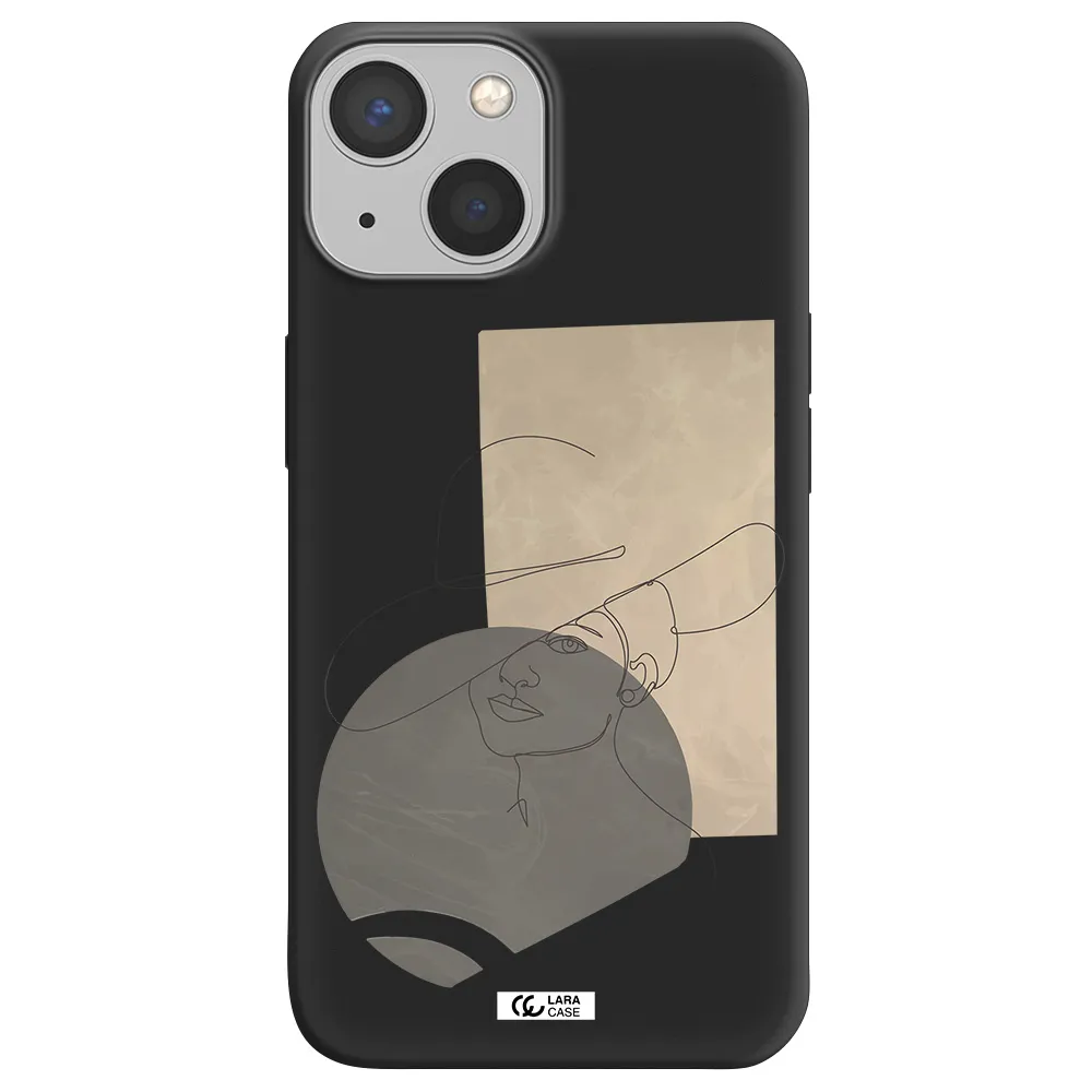 The Lady In The Hat Line Art Apple iPhone 13 Silicone black Case