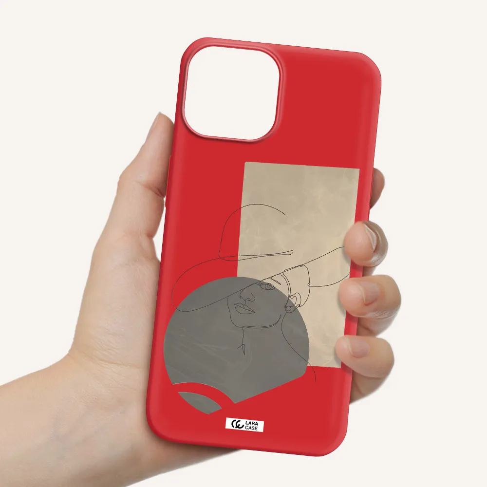The Lady In The Hat Line Art Apple iPhone 13 Silicone Imperial Red Case