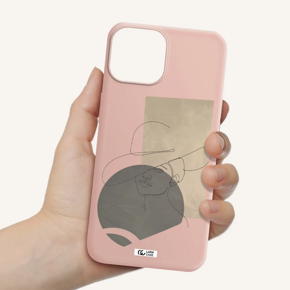 The Lady In The Hat Line Art Apple iPhone 13 Silicone pastel pink Case