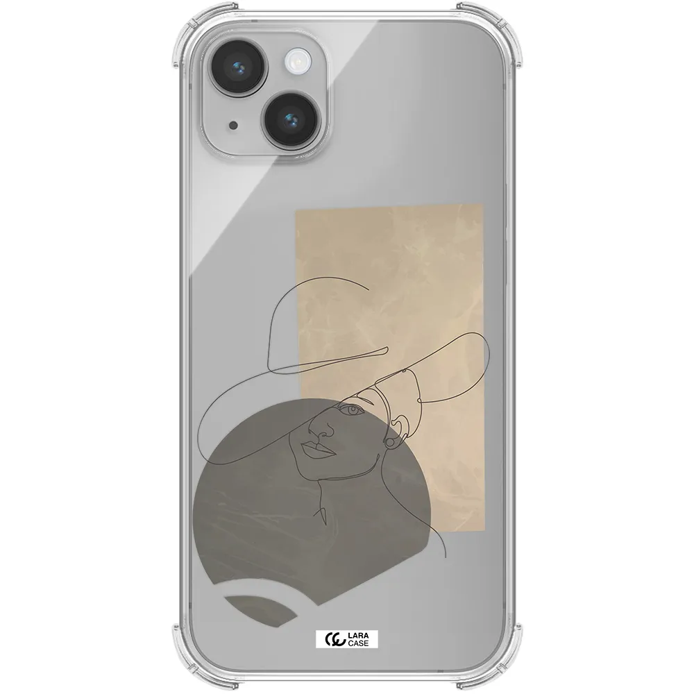 The Lady In The Hat Line Art Apple iPhone 14 Clear PC Case