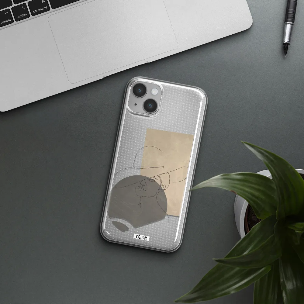 The Lady In The Hat Line Art Apple iPhone 14 Clear TPU Case
