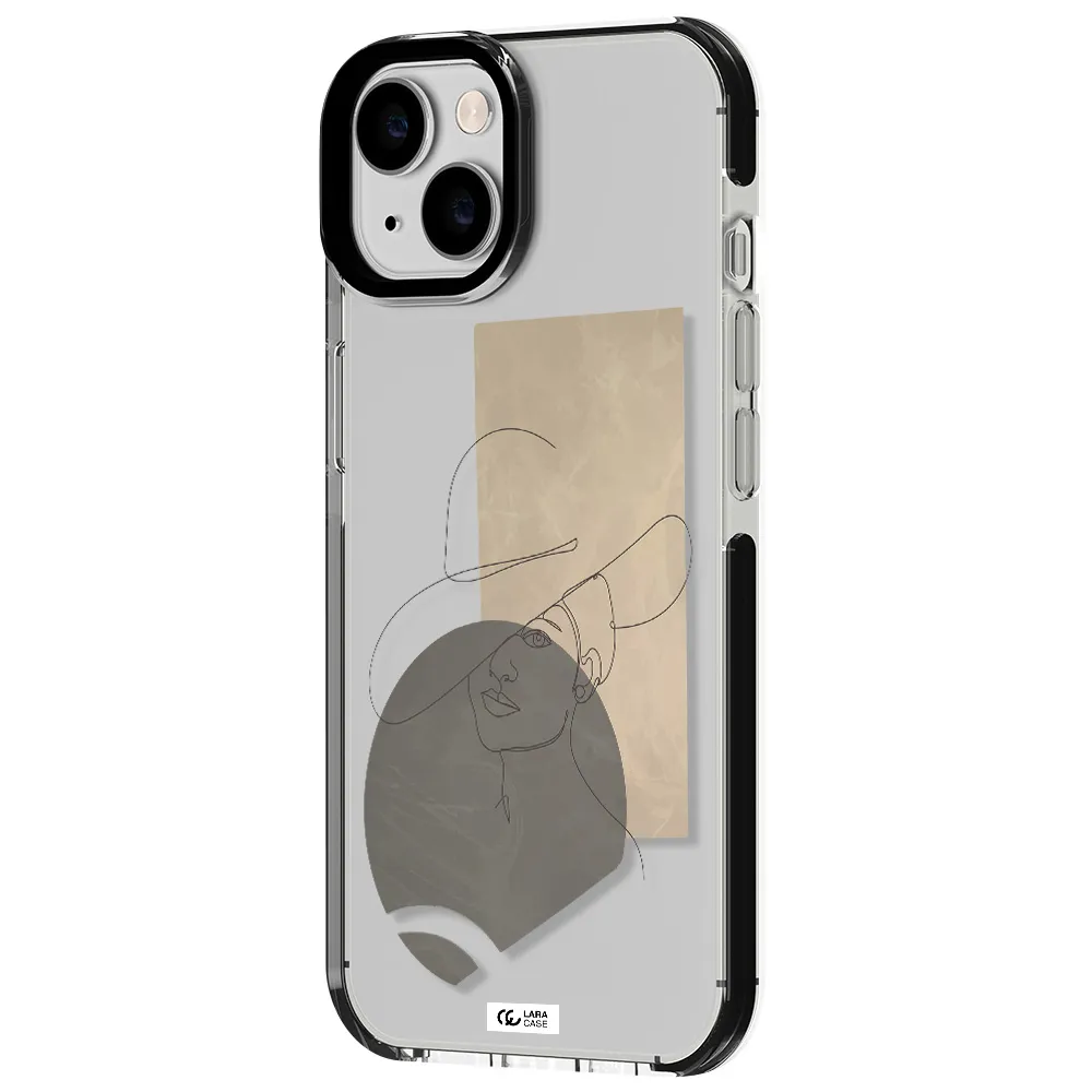 The Lady In The Hat Line Art Apple iPhone 14 impact black border Case