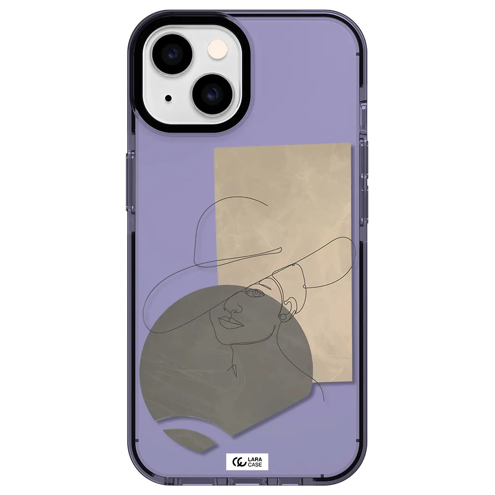 The Lady In The Hat Line Art Apple iPhone 14 impact Lilac Case