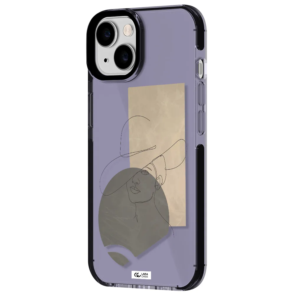 The Lady In The Hat Line Art Apple iPhone 14 impact Lilac Case