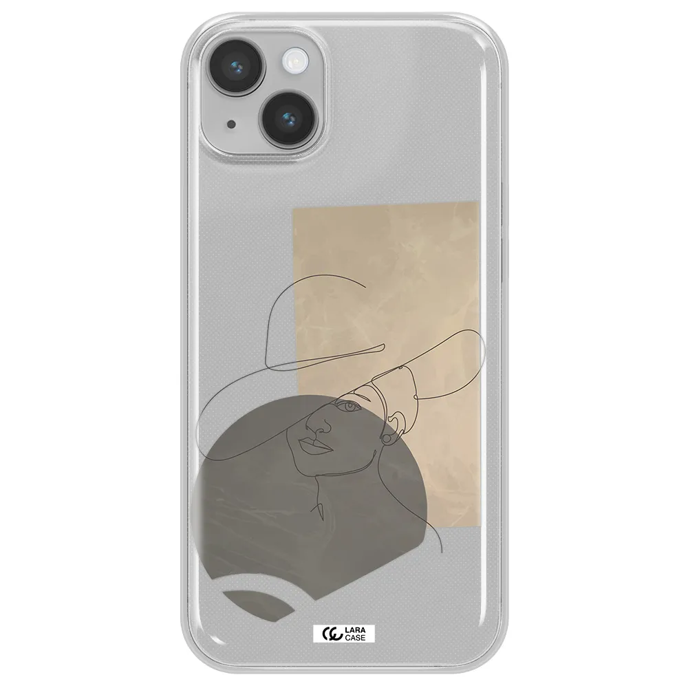 The Lady In The Hat Line Art Apple iPhone 14 plus Clear TPU Case