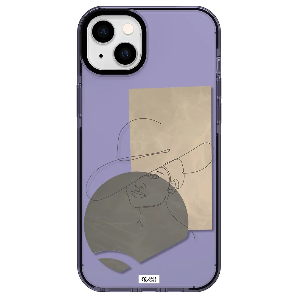 The Lady In The Hat Line Art Apple iPhone 14 plus impact Lilac Case