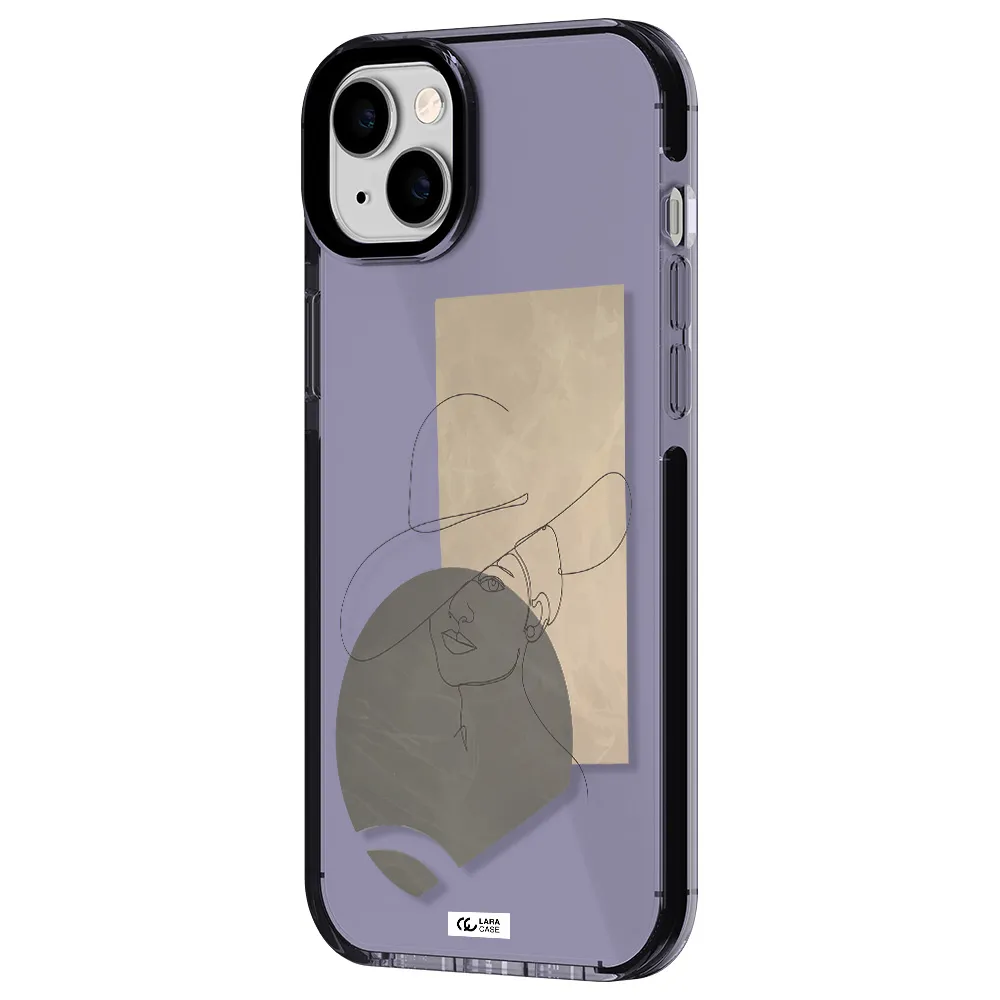 The Lady In The Hat Line Art Apple iPhone 14 plus impact Lilac Case
