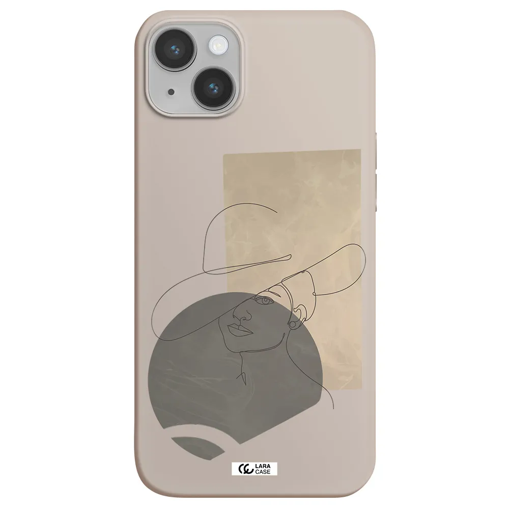 The Lady In The Hat Line Art Apple iPhone 14 plus Silicone Stone Case