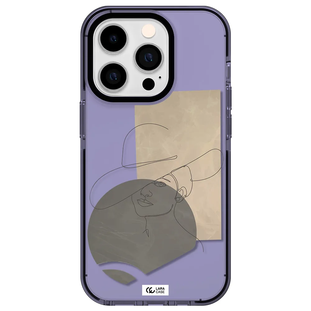The Lady In The Hat Line Art Apple iPhone 14 pro impact Lilac Case