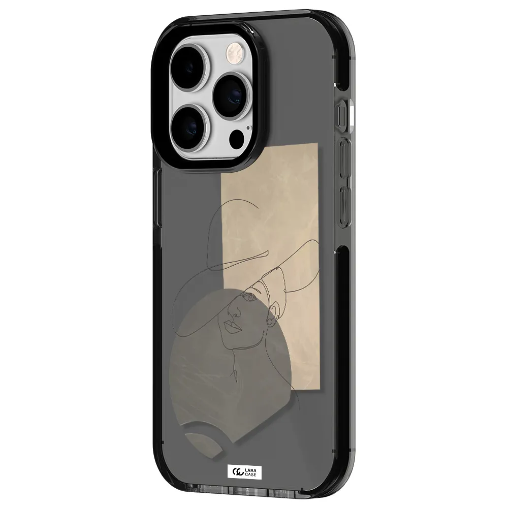 The Lady In The Hat Line Art Apple iPhone 14 pro impact Smoke Black Case