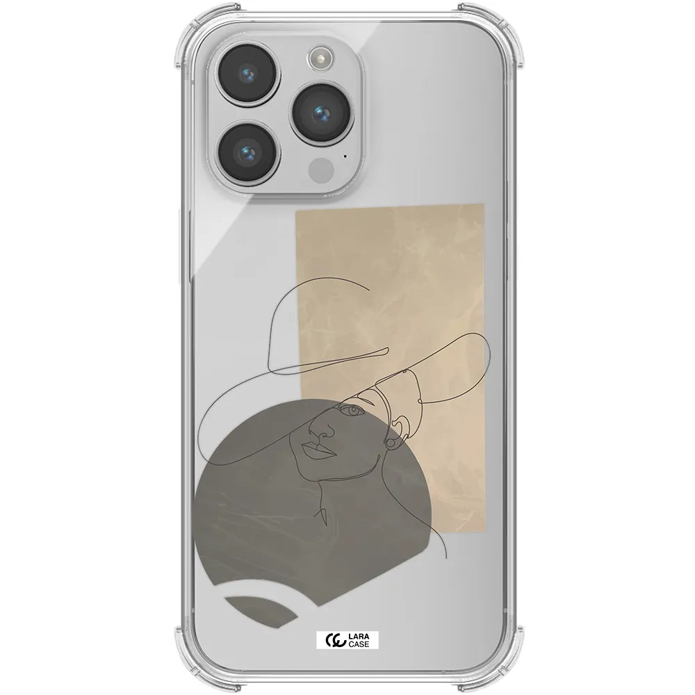 The Lady In The Hat Line Art Apple iPhone 14 pro max Clear PC Case
