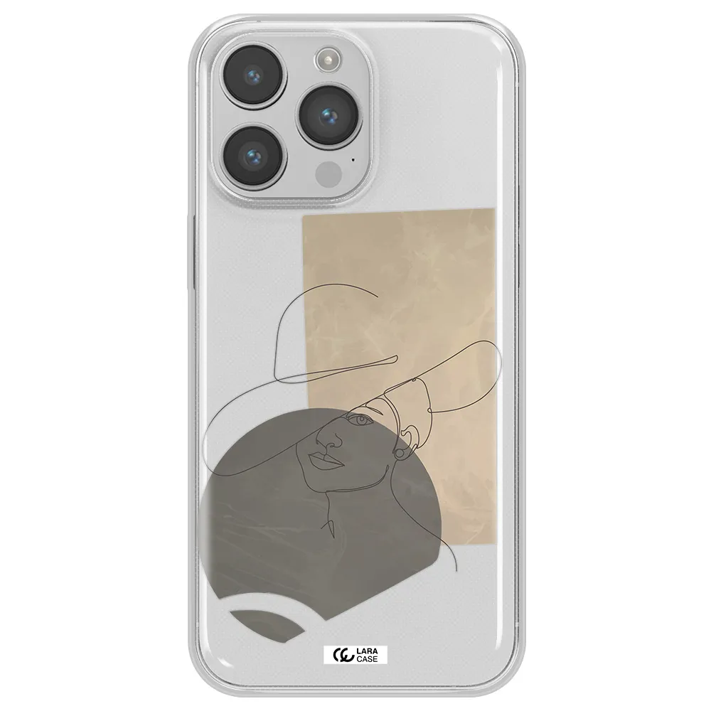 The Lady In The Hat Line Art Apple iPhone 14 pro max Clear TPU Case