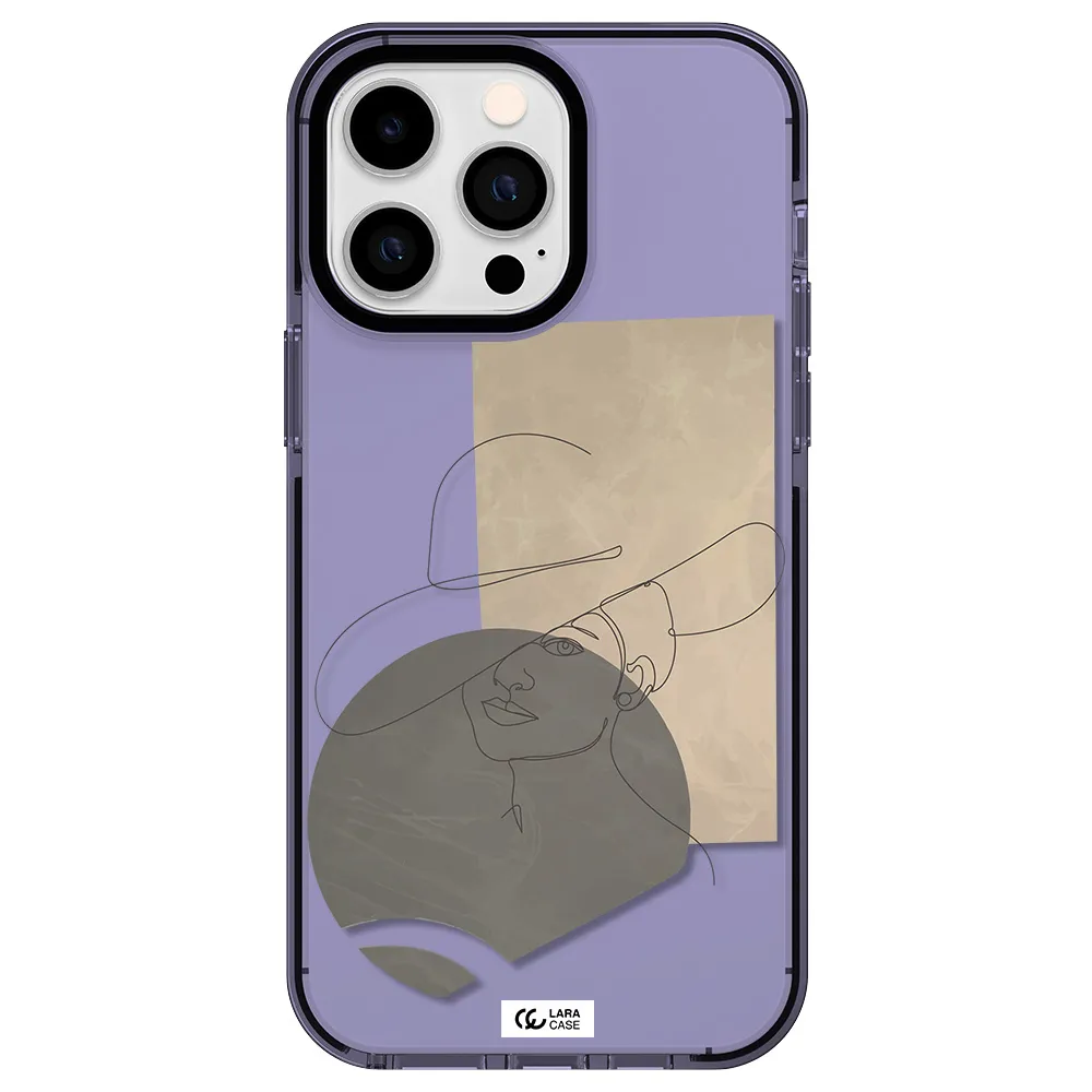 The Lady In The Hat Line Art Apple iPhone 14 pro max impact Lilac Case