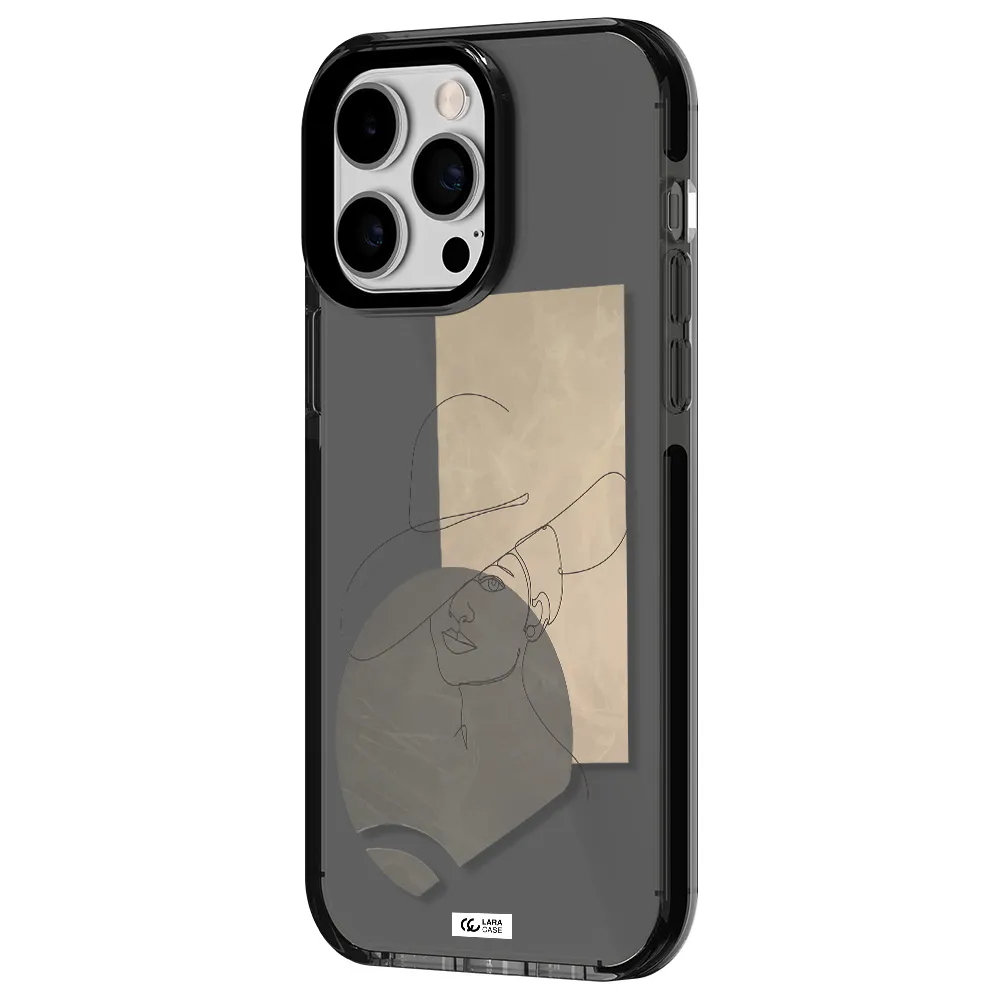 The Lady In The Hat Line Art Apple iPhone 14 pro max impact Smoke Black Case