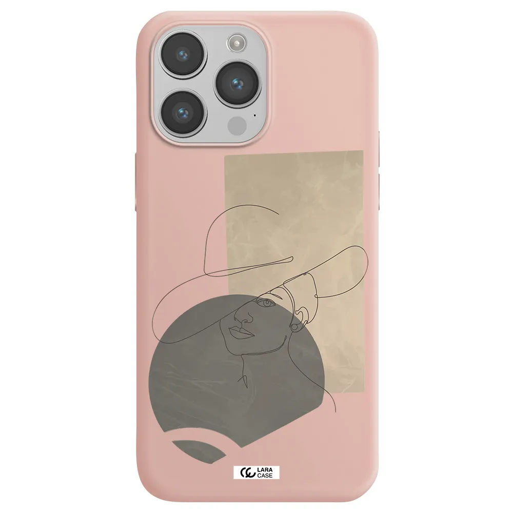 The Lady In The Hat Line Art Apple iPhone 14 pro max Silicone pastel pink Case