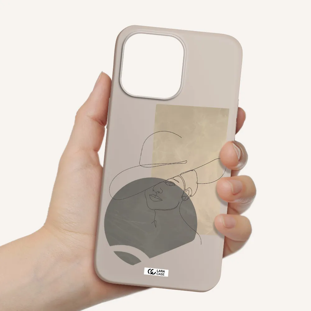 The Lady In The Hat Line Art Apple iPhone 14 pro max Silicone Stone Case