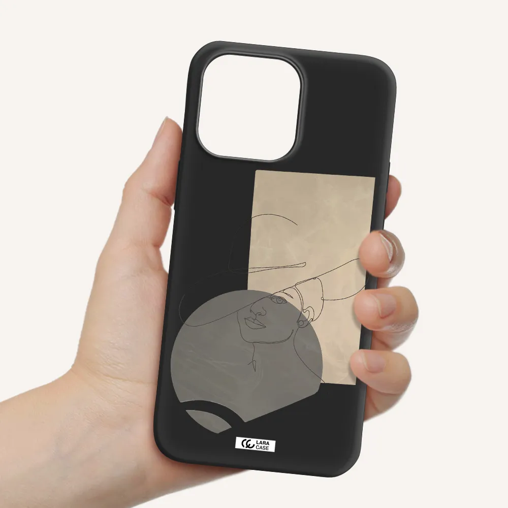 The Lady In The Hat Line Art Apple iPhone 14 pro Silicone black Case