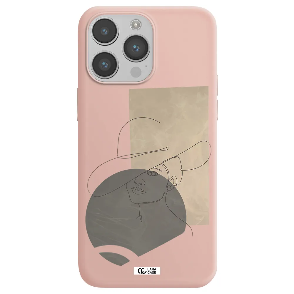 The Lady In The Hat Line Art Apple iPhone 14 pro Silicone pastel pink Case