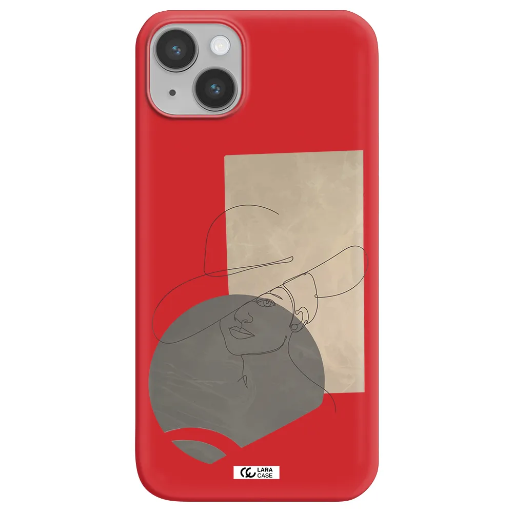The Lady In The Hat Line Art Apple iPhone 14 Silicone Imperial Red Case