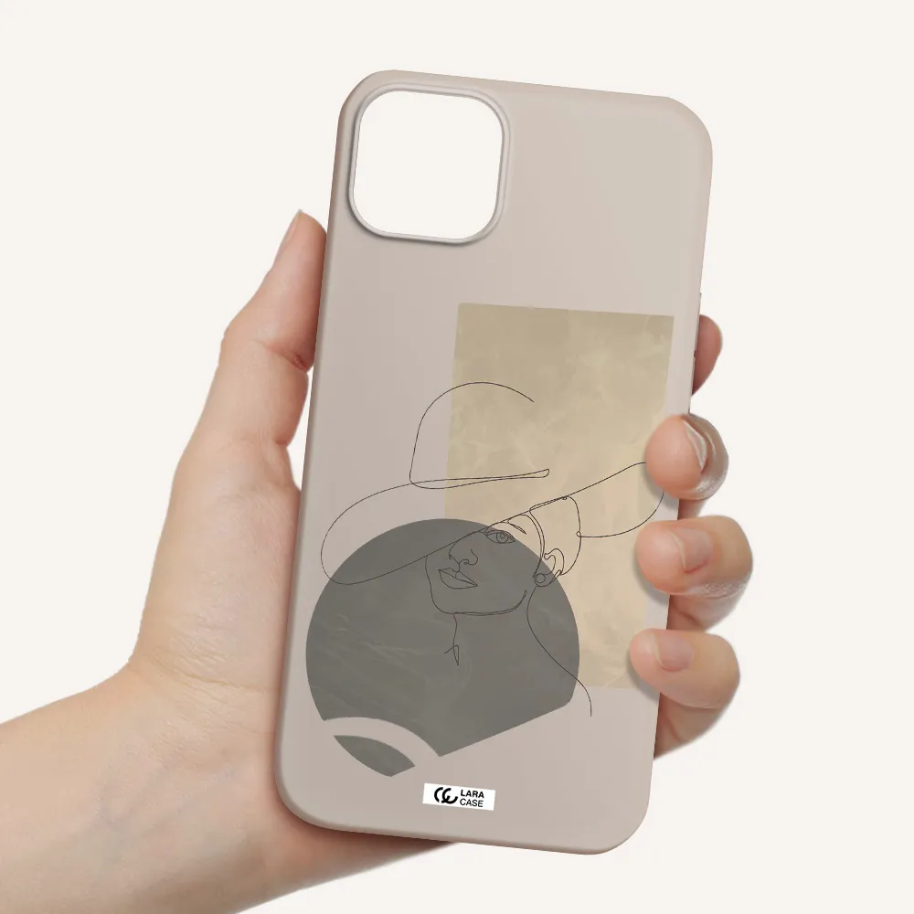 The Lady In The Hat Line Art Apple iPhone 14 Silicone Stone Case