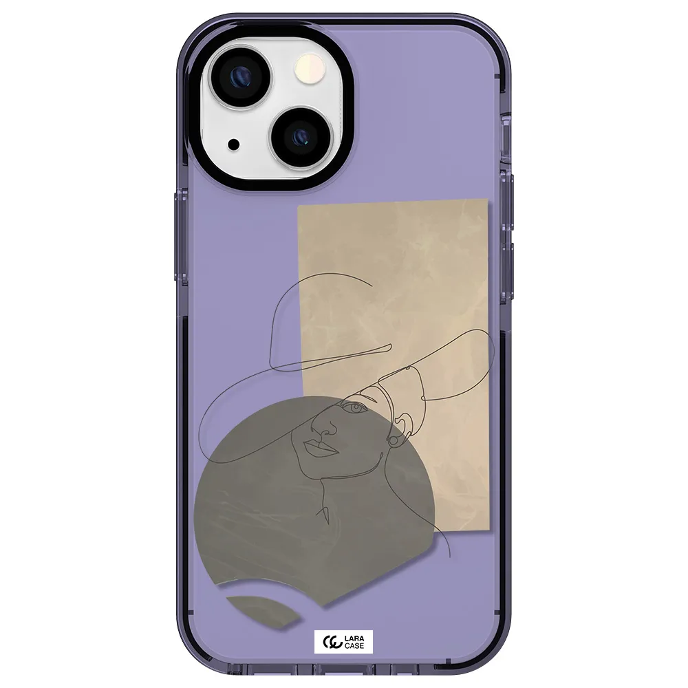 The Lady In The Hat Line Art Apple iPhone 15 impact Lilac Case