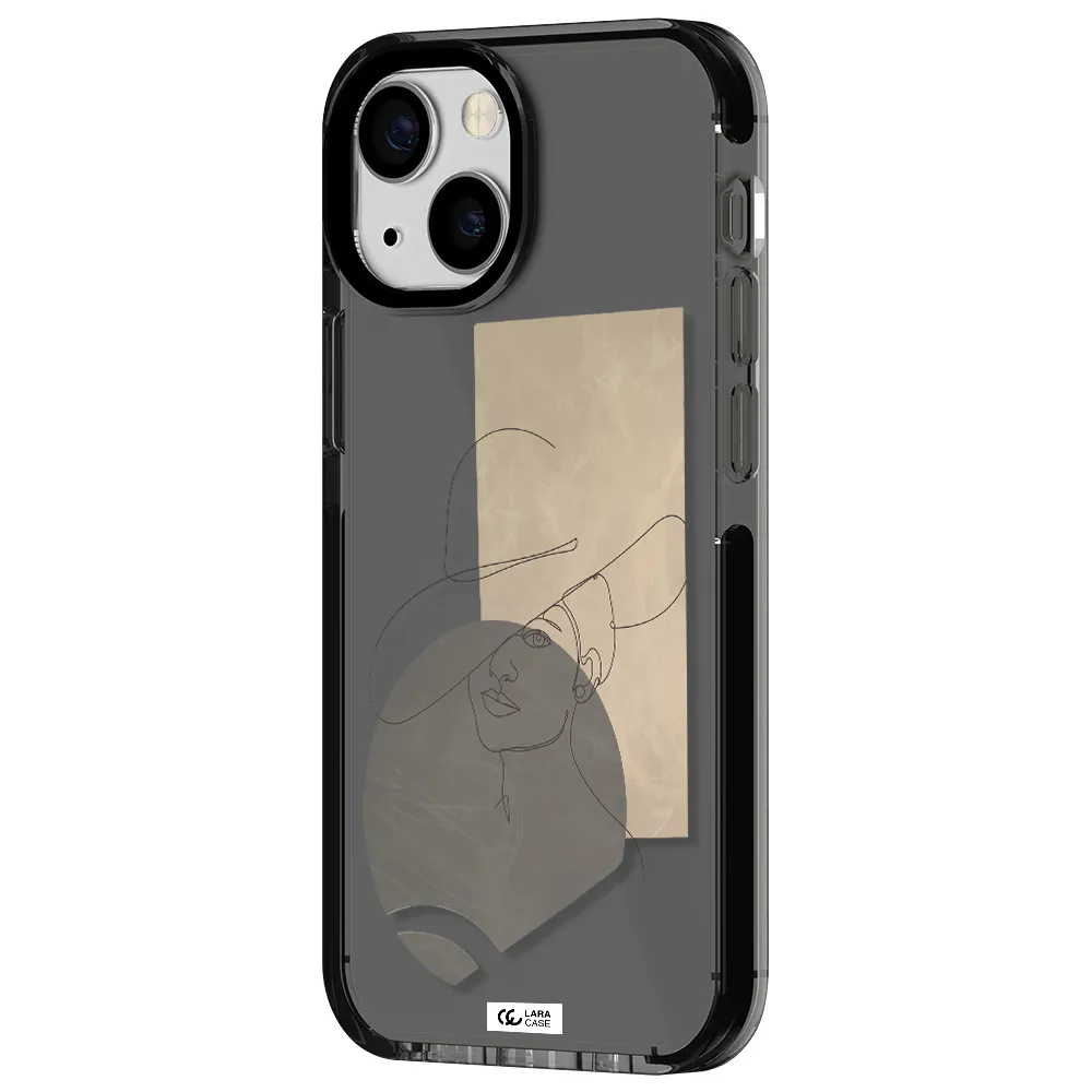 The Lady In The Hat Line Art Apple iPhone 15 impact Smoke Black Case