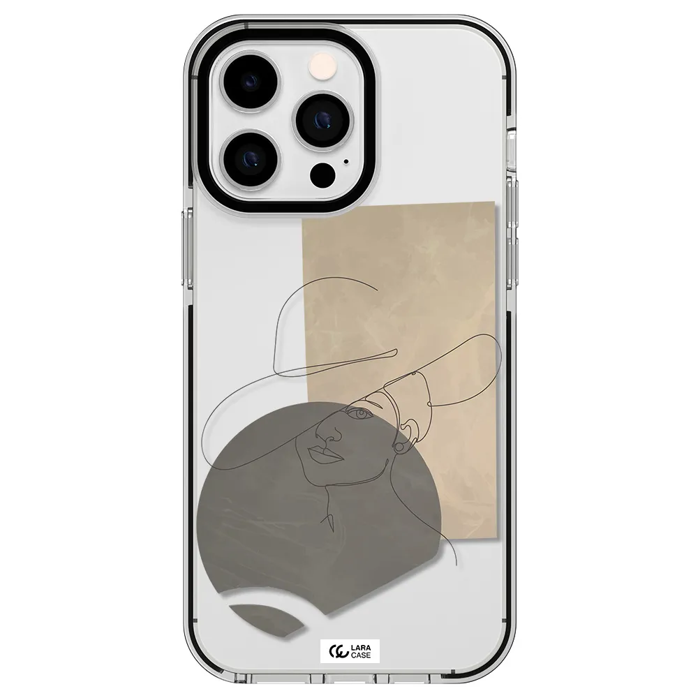 The Lady In The Hat Line Art Apple iPhone 15 Pro impact black border Case