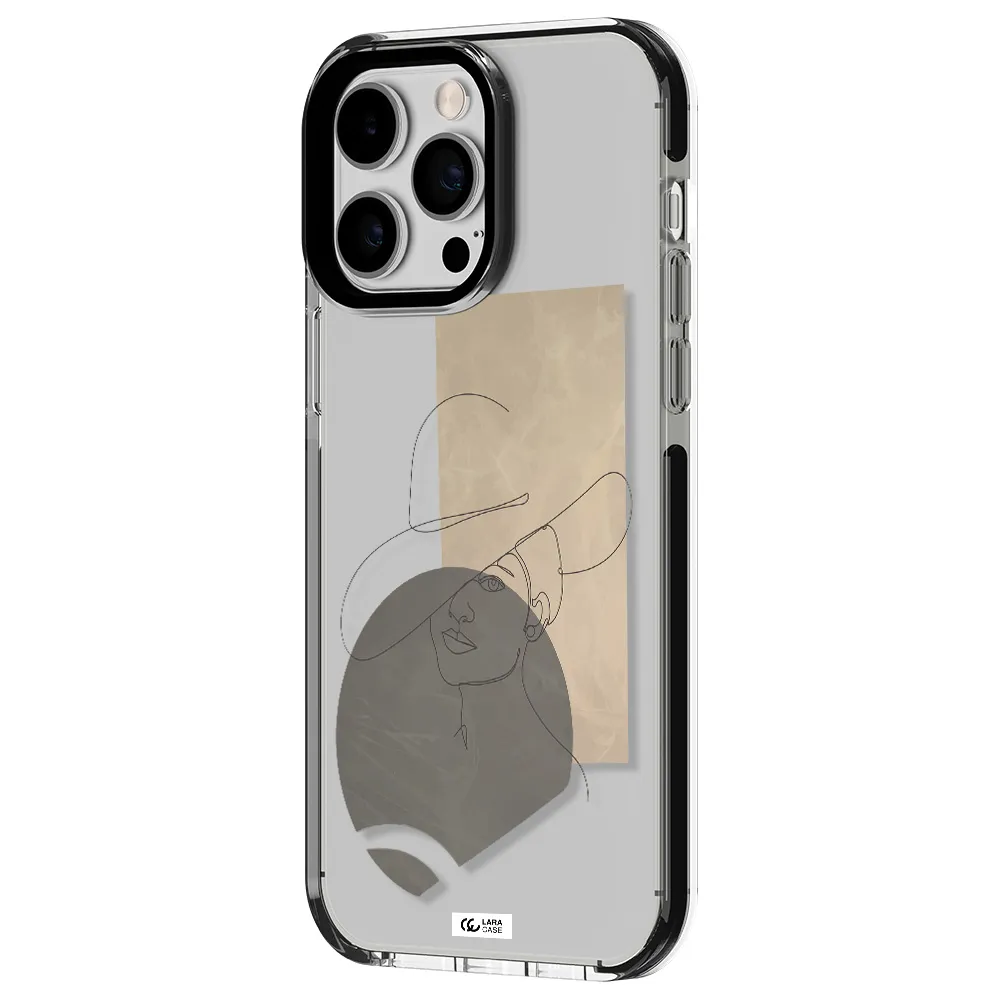 The Lady In The Hat Line Art Apple iPhone 15 Pro impact black border Case