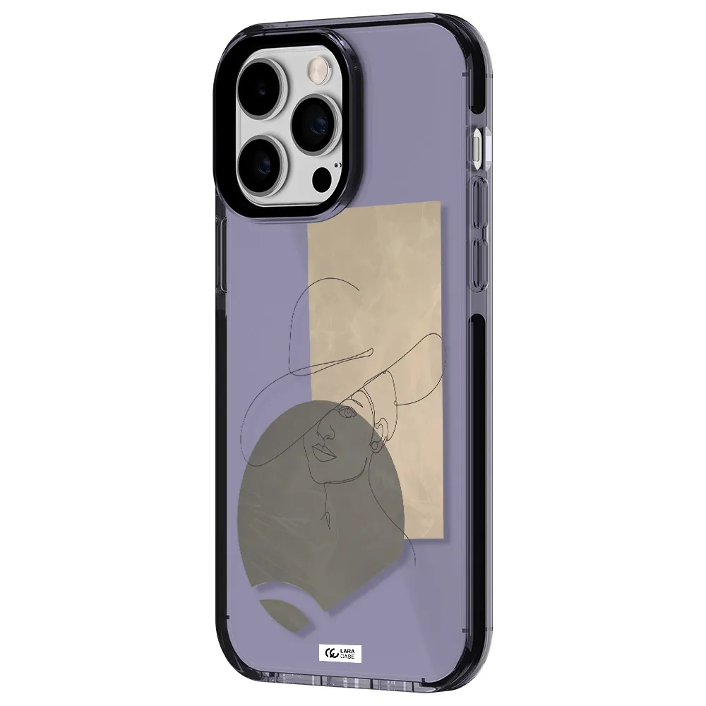 The Lady In The Hat Line Art Apple iPhone 15 Pro impact Lilac Case