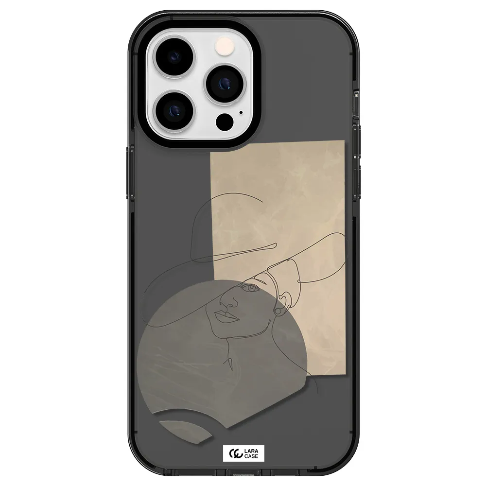 The Lady In The Hat Line Art Apple iPhone 15 Pro Max impact Smoke Black Case