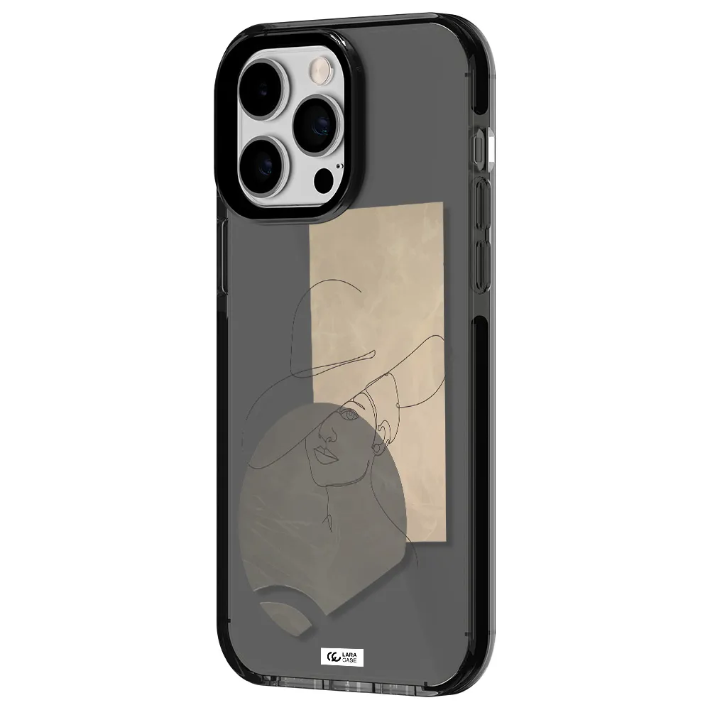 The Lady In The Hat Line Art Apple iPhone 15 Pro Max impact Smoke Black Case