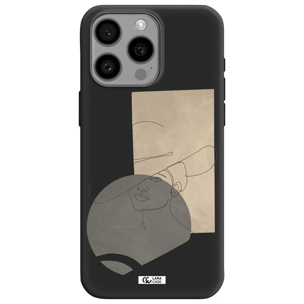 The Lady In The Hat Line Art Apple Iphone 15 Pro max Silicone black Case