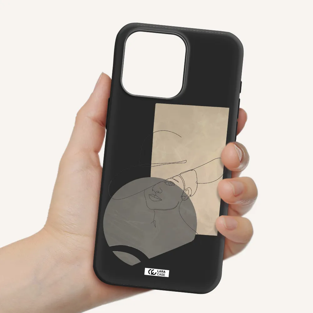 The Lady In The Hat Line Art Apple Iphone 15 Pro max Silicone black Case