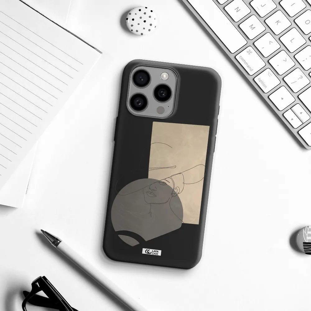 The Lady In The Hat Line Art Apple Iphone 15 Pro max Silicone black Case