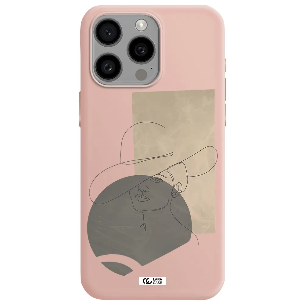 The Lady In The Hat Line Art Apple Iphone 15 Pro max Silicone pastel pink Case